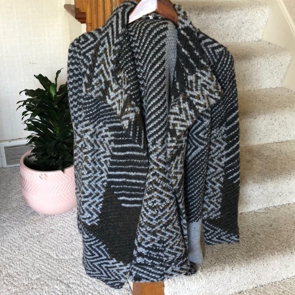 Lucky Brand Mixed Striped Chunky Wool Cardigan - Picture 1 of 12